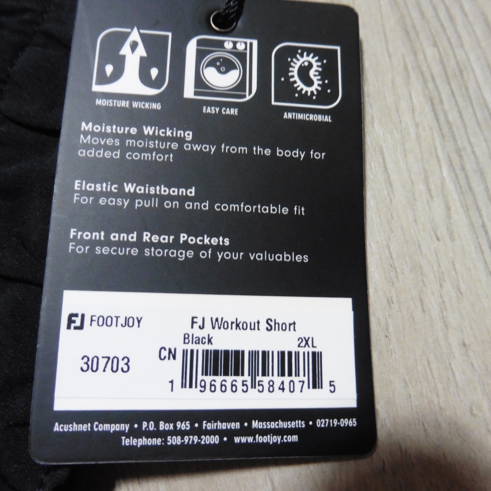 FOOTJOY Mens M L XL 2XL SHORTS BLACK GOLF WORKOUT TRAINING 8" POLYESTER SPANDEX