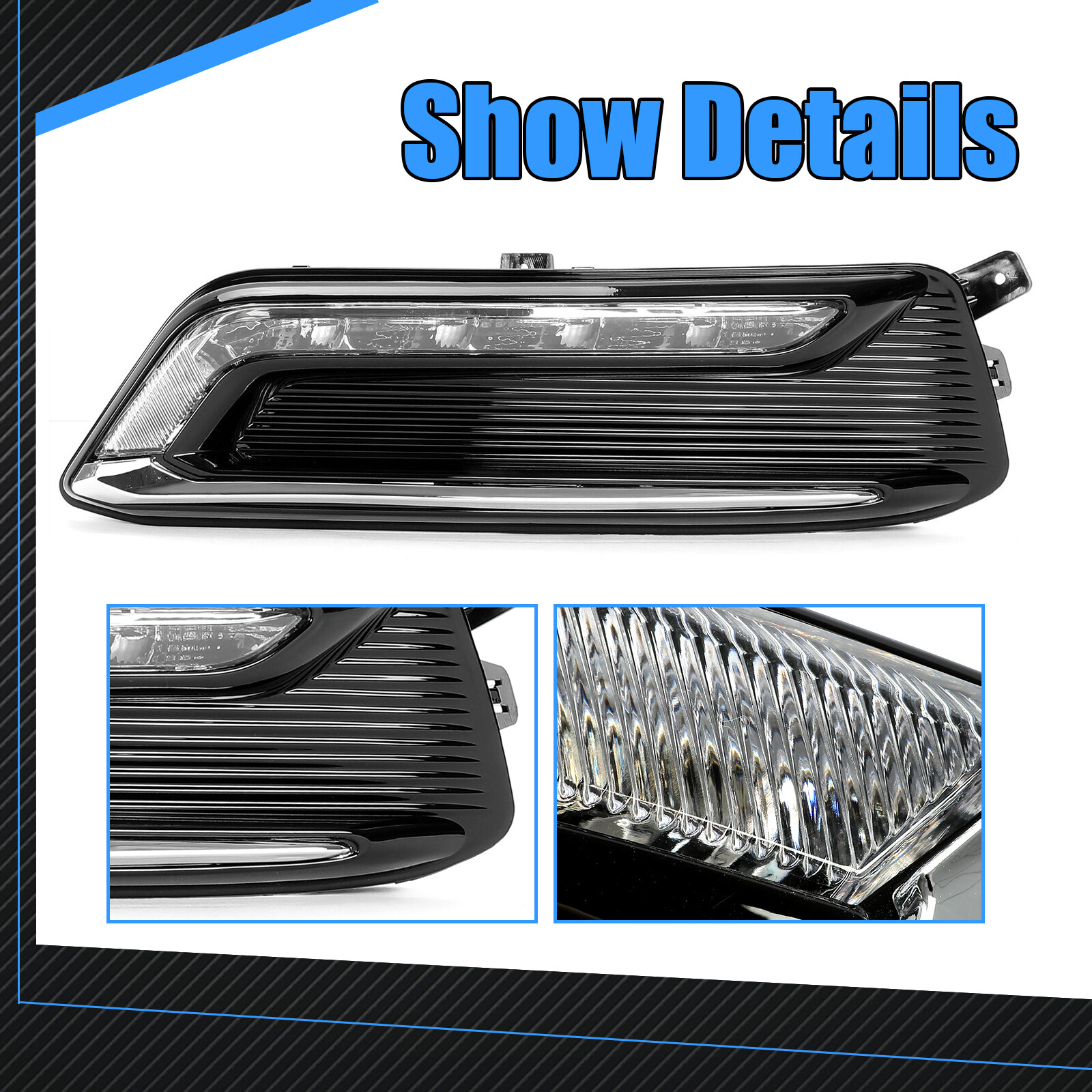 For 2014-2020 Chevy Impala Clear Lens LH+RH LED DRL Fog Light +Wiring+Switch Kit