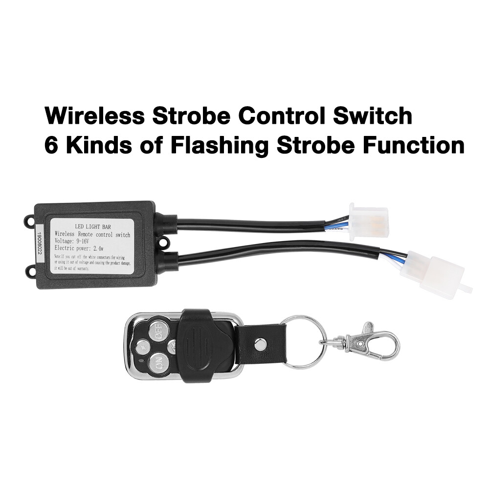 Wireless Remote Control Switch Strobe + 2-Lead Wiring Harness Kit LED Light Bar
