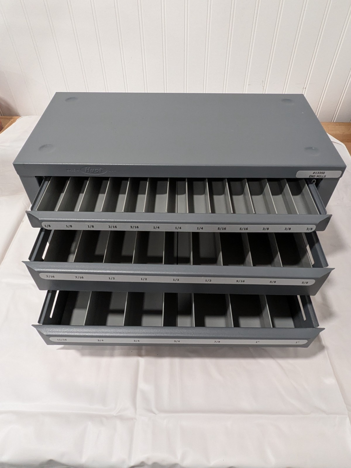 Huot 3 Drawer Steel End Mill Storage: 1/8 to 1" End Mill Diam. 13350