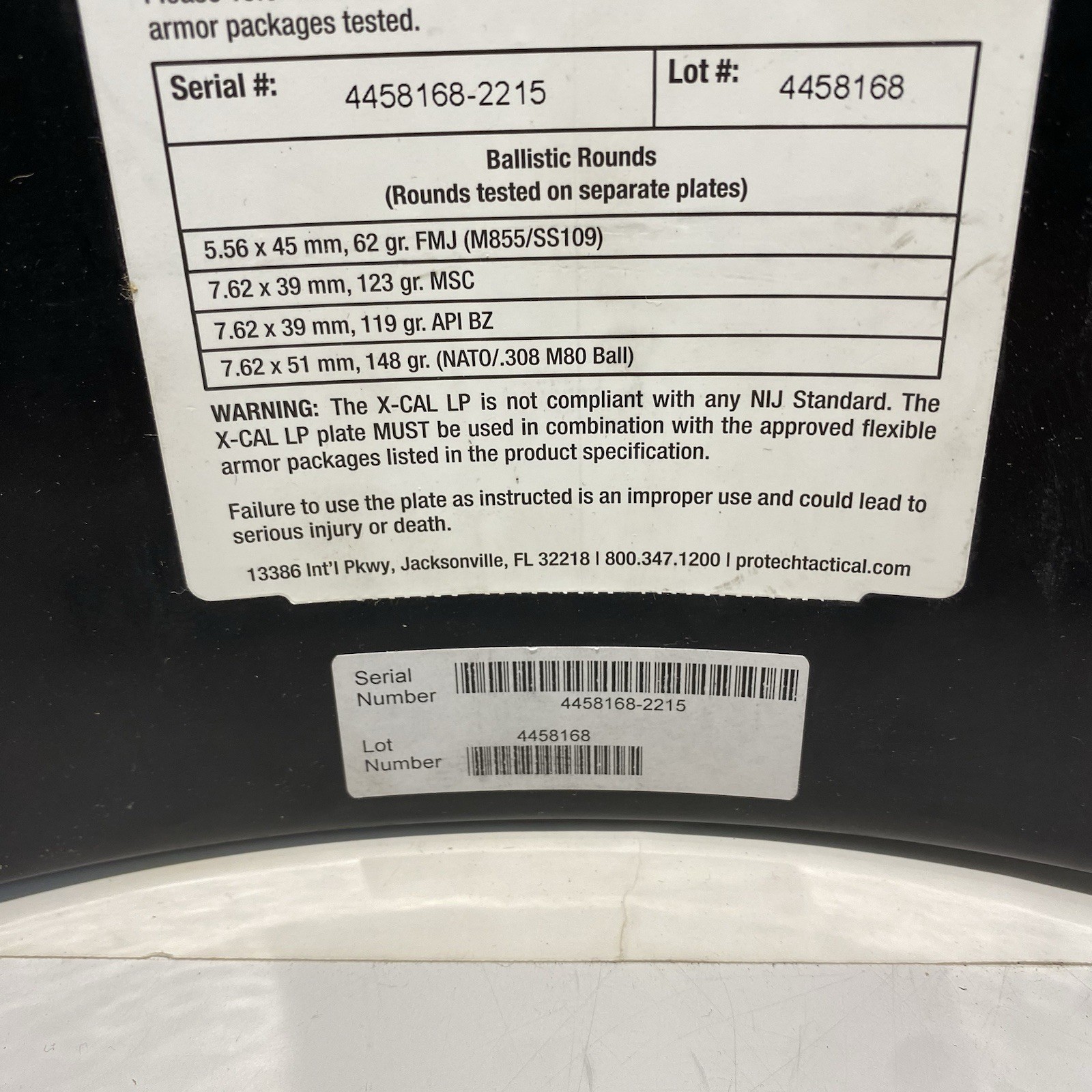 Protech Tactical X-Cal LP Hard Plate 10" x 12" Level 3+ ICW