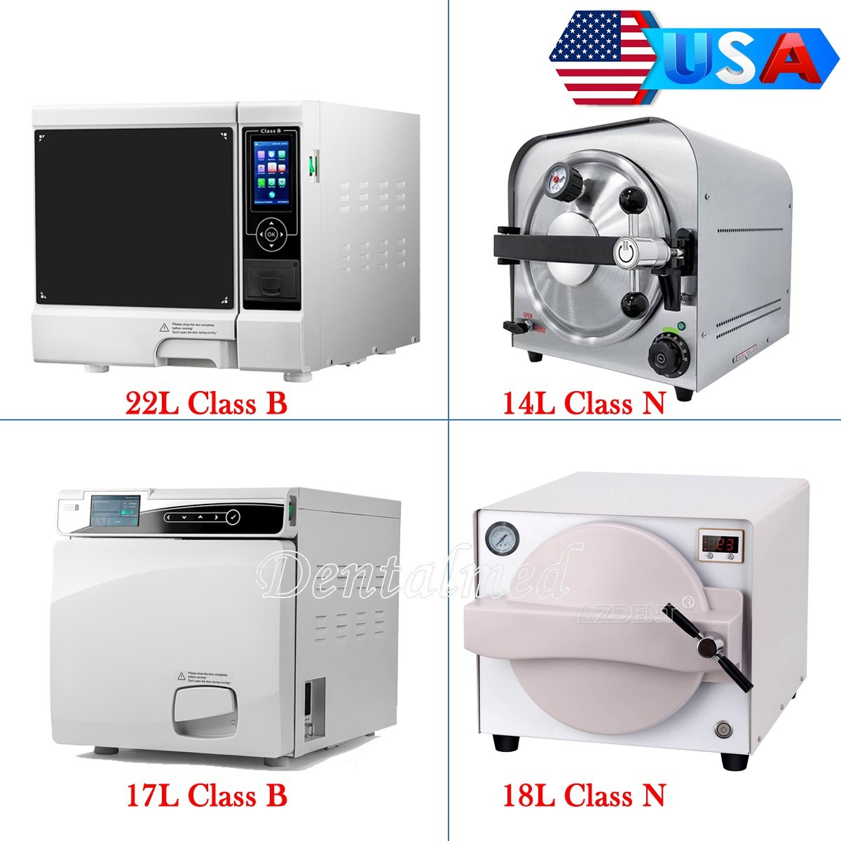 14L 18L Dental Autoclave Medical Steam Sterilizer Vacuum /22L Class B+Printer