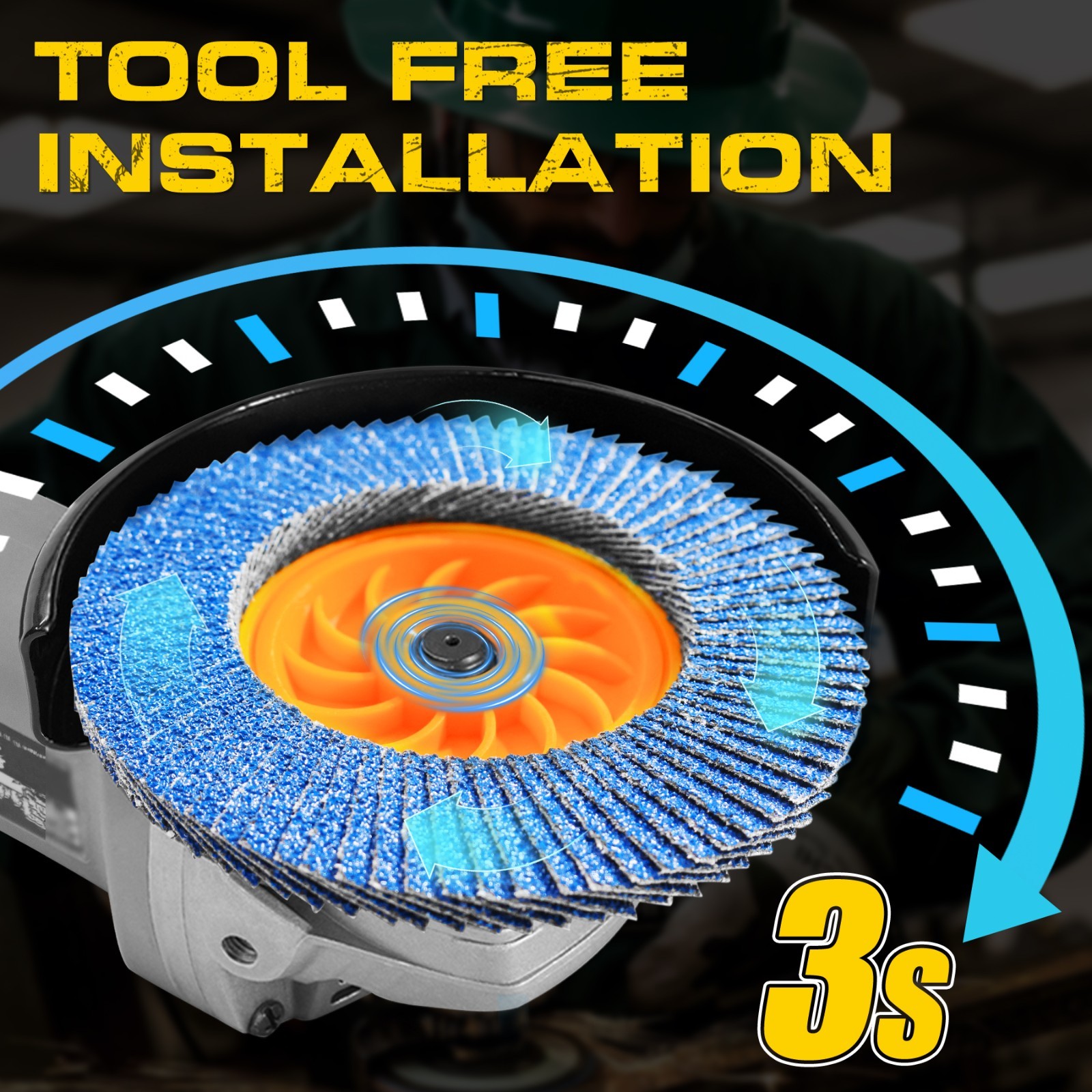 40PACK 4-1/2" x 5/8-11" Flap Discs 60 Grit Tool-Free Zirconia for Angle Grinder