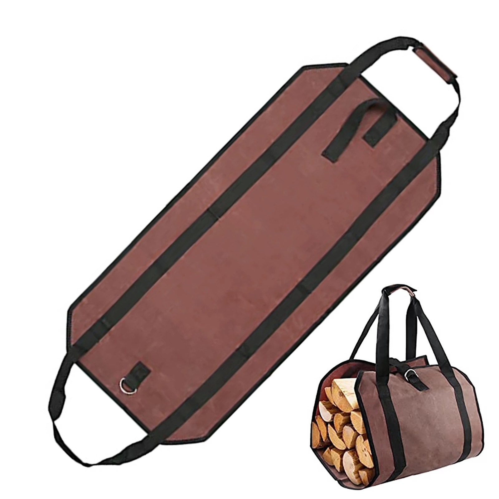 Firewood Log Carrier Bag Heavy Duty Waxed Canvas Log Tote Holder for Fireplace