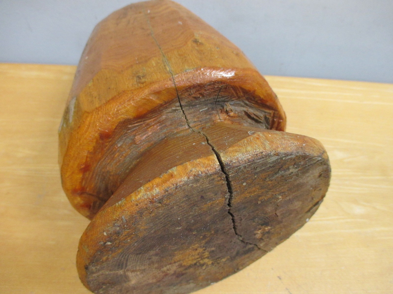 Hand Made 10.5” Wooden Hat Mold Form Shaper Mushroom