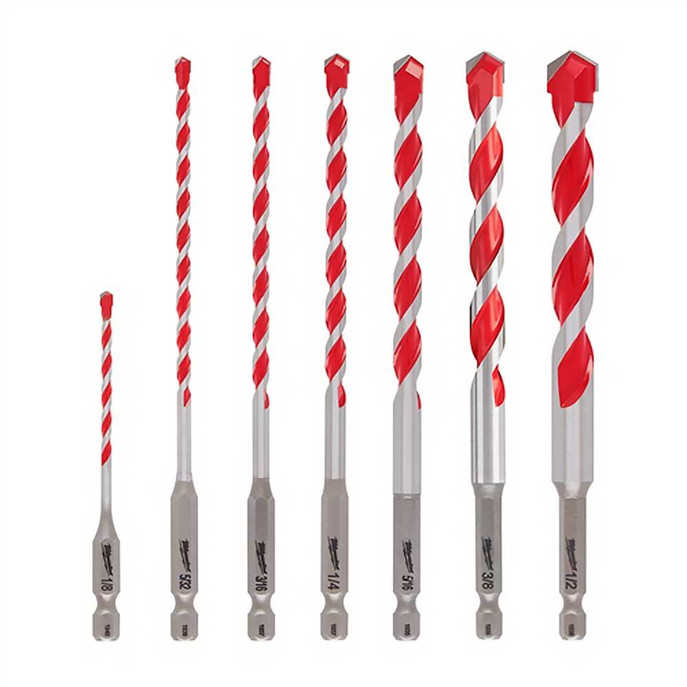 Milwaukee 48-20-9057 SHOCKWAVE Hex Shank Large Carbide Hammer Bit Kit - 7 pc