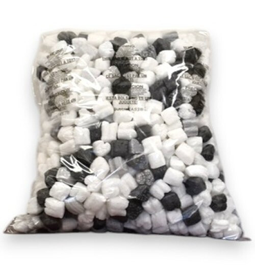 FunPak Packing Peanuts Black & White Heart Shape MiniPak, .6 cu ft Biodegradable