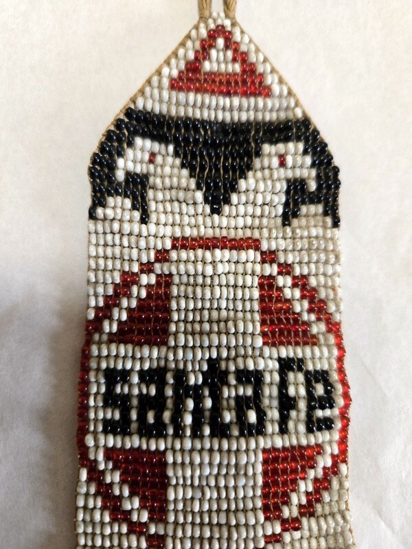 NATIVE AMERICAN SANTA FE RR BEADED WATCH FOB CIRCA 1920S VERY SPECIAL !
