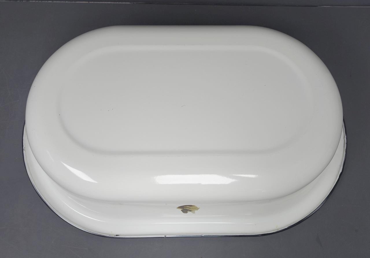 Lisk Flintstone Vintage Large Porcelain Enamel Oval Basin Baby Bath Wash Tub USA