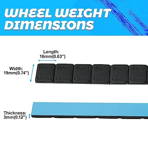 1/4 oz Stick on Wheel Weights, Adhesive Back, Easy to Peel, 36 144 Black