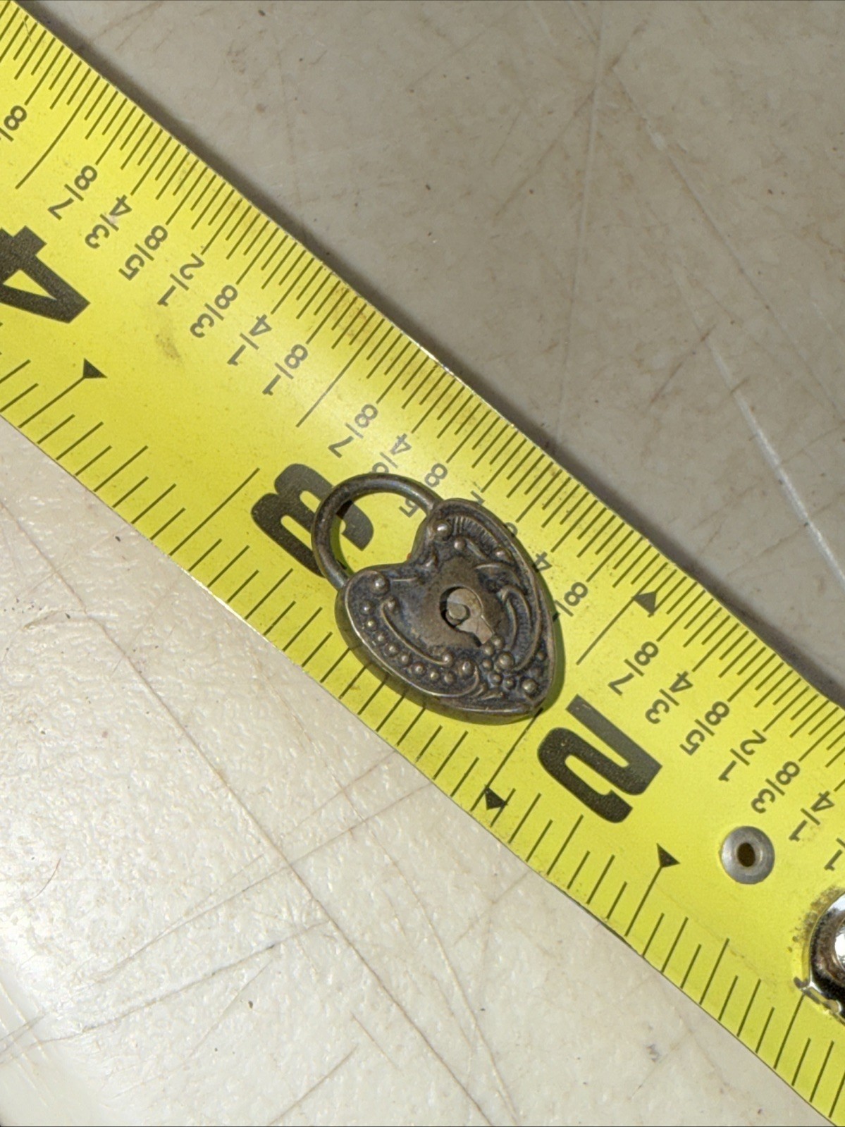 Victorian STERLING SILVER Repousse Puffy Heart Padlock Missing Key