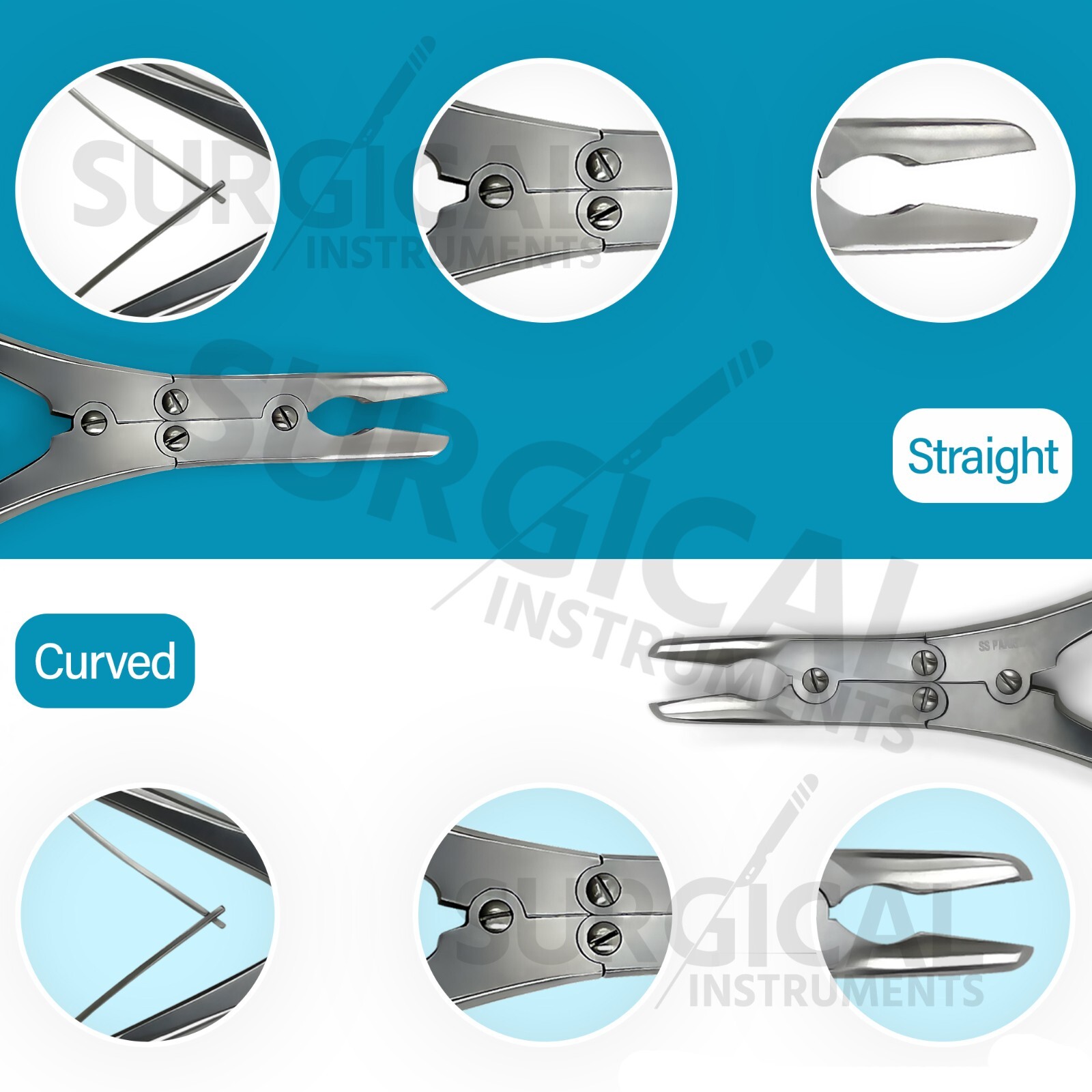 Set of 2 Pcs Ruskin Bone Rongeur 7.50" Straight & Curved 5mm Bite Double Action