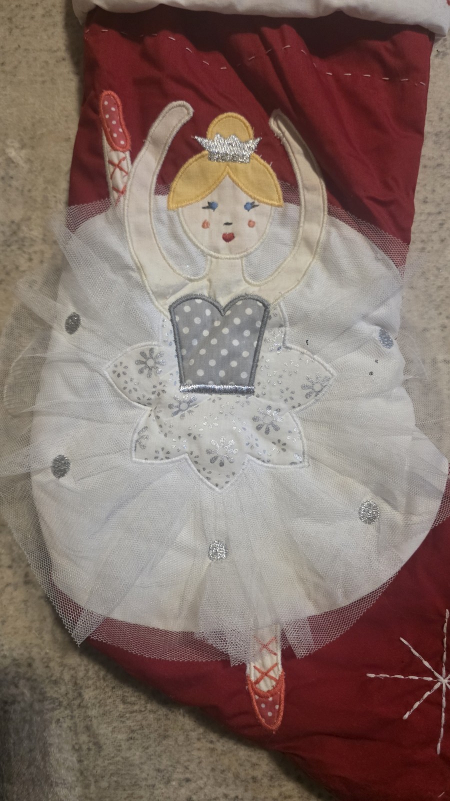 Pottery Barn Kids Blonde Ballerina Quilted        20 Inch Christmas Stocking