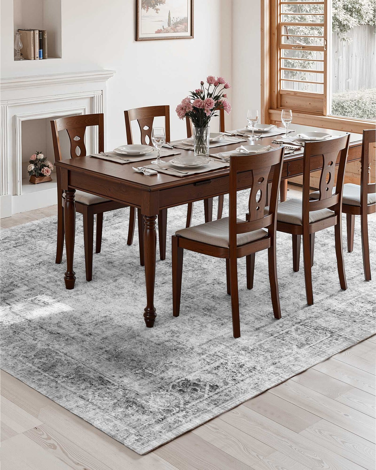 Large Area Rug 9 x 12 ft Anti-Skid Floor Mat Indoor Carpet Washable Modern Gray