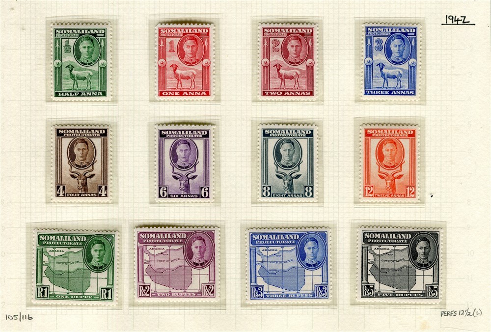SOMALILAND; 1942 early GVI Pictorial issue MINT MNH Unmounted SET