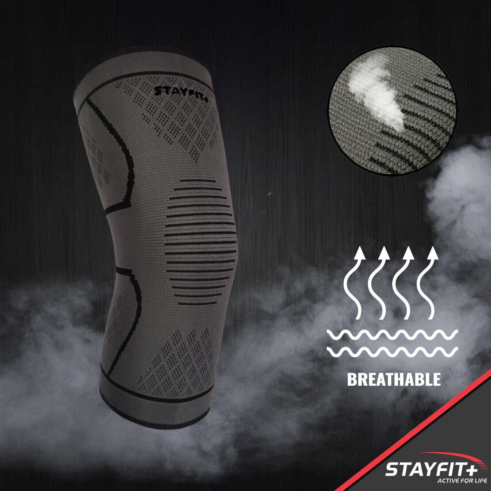 Woven Knee Compression Sleeve Brace Fitness Weight Lifting Support Pain Relief