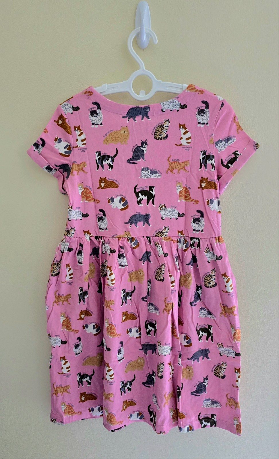 NWOT Mini Boden Fun Jersey Dress-Formica Pink Cats, Sz 8/9, 9/10