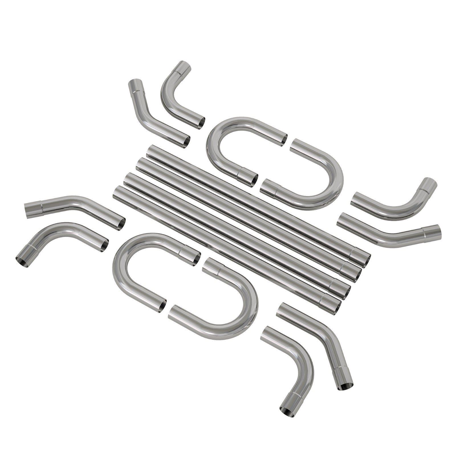 16PCS 2.5"OD DIY OD Custom Exhaust Tubing Mandrel Bend Pipe Straight U-Bend Kit