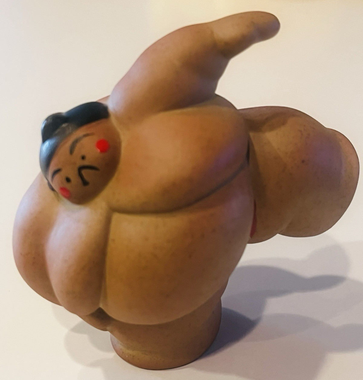 Japanese Sumo Wrestler Figurine Ceramic Shiko Pose Funny Japan Decor BIN A