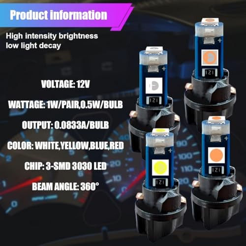 10PCS T5 LED Bulb with Twist Lock Socket- 74 37 2721 PC74 PC37 LED White