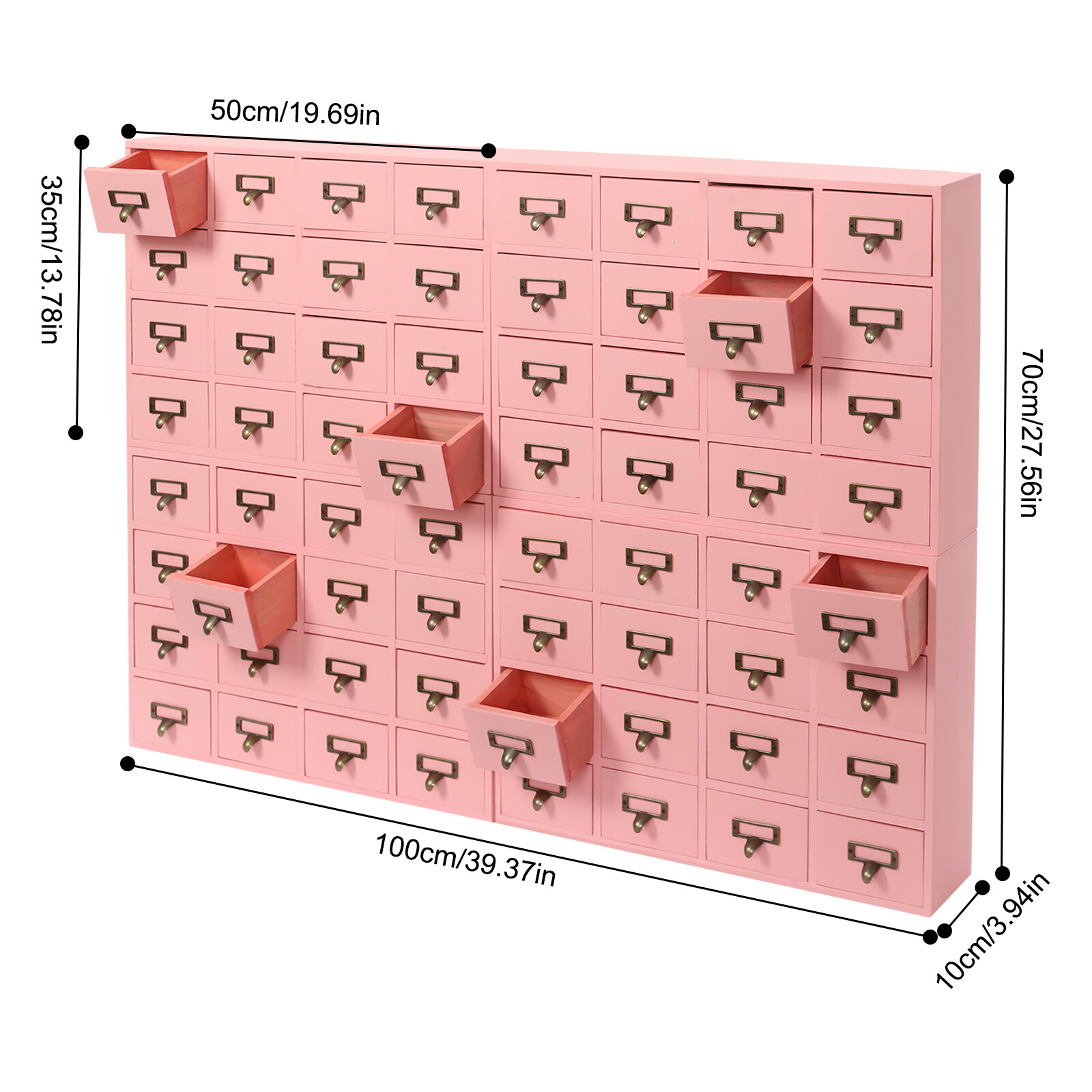 Vintage 4 PCS Drawer Cabinets Pink 64-Drawer Storage Box Storage Cabinet