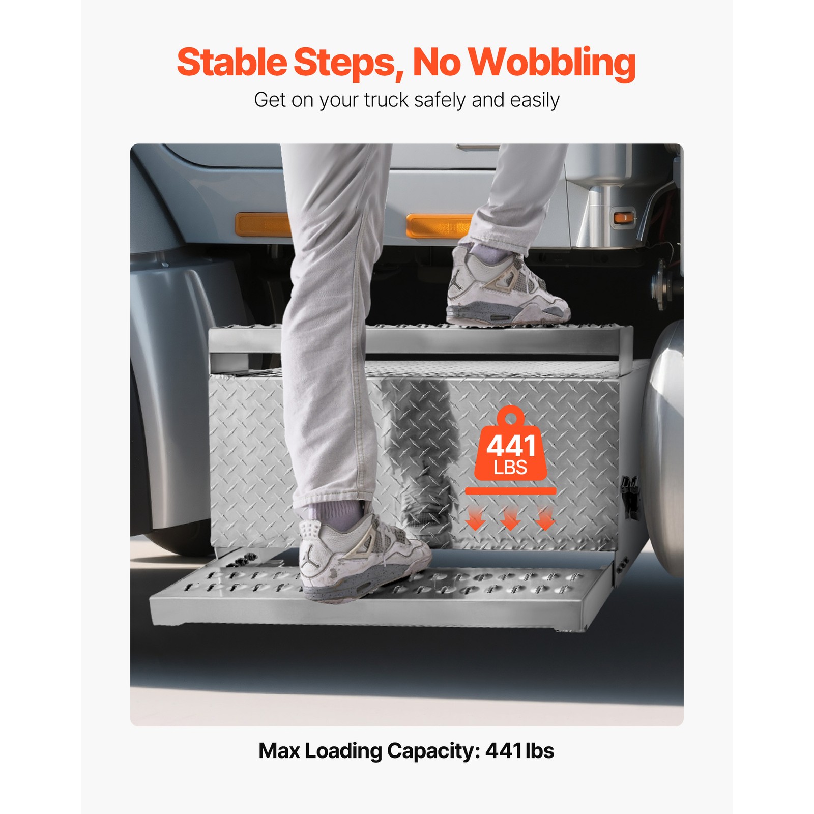 Uimoso Semi-Truck Aluminum Step Tool box 31" x 30" x 19" Durable Storage Box