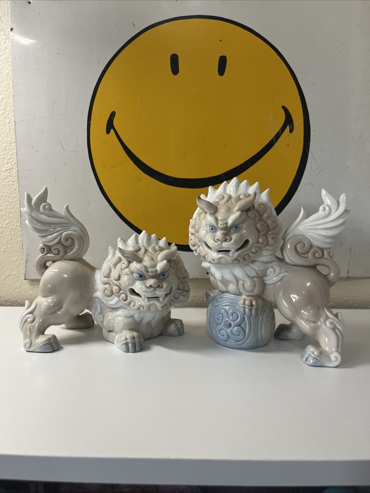 Vintage Set TKN Japan Porcelain Shishi Komainu Guardian Lion Foo Dogs Yoshimi K