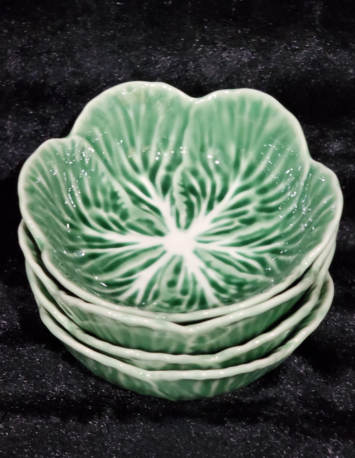 4 Green Cabbage Cereal Bowls Ceramic 6" Hobby Lobby Easter Pinheiro Style NEW
