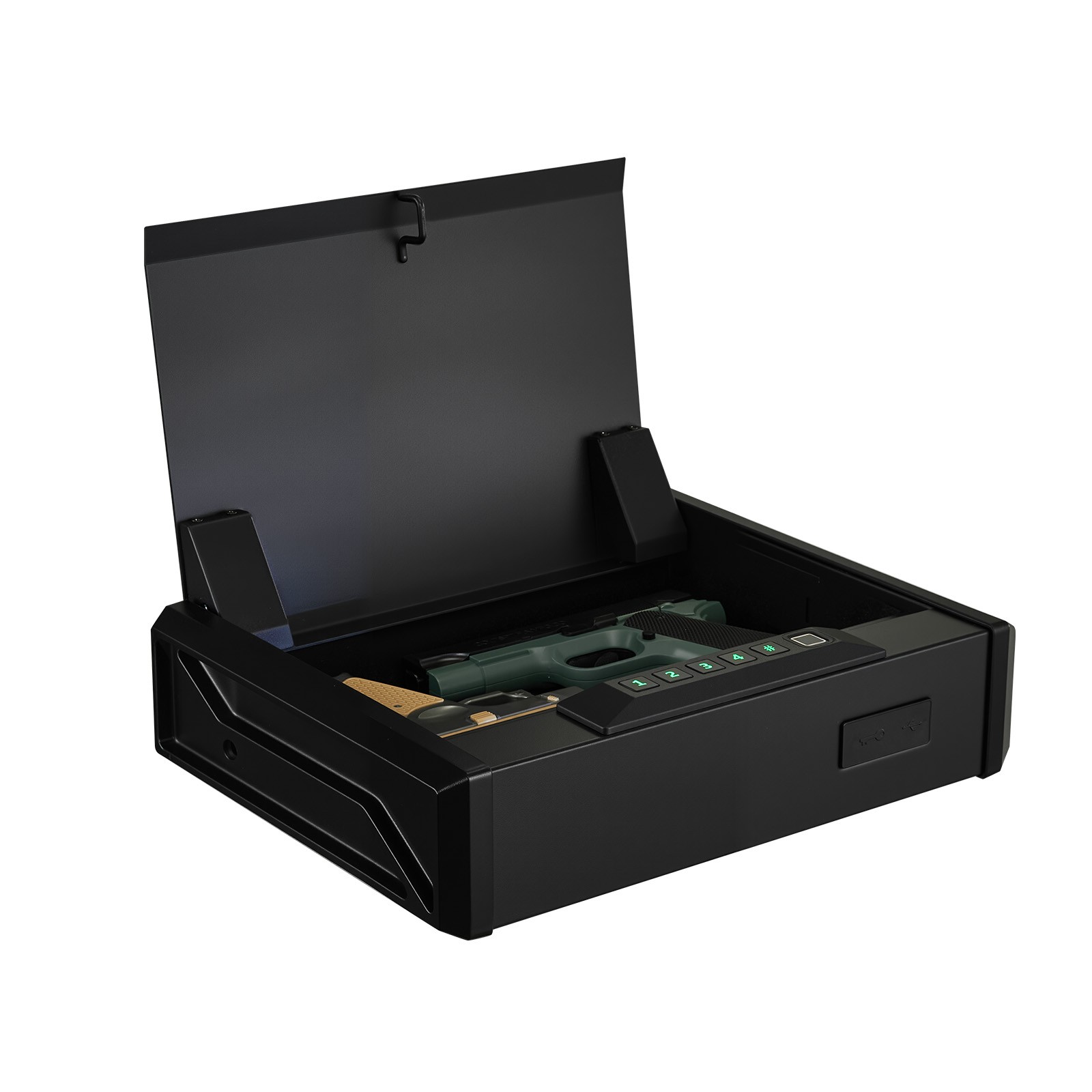Uimoso Secure Gun Safe with Biometric Lock,Keypad,and Illumination for 2 Pistols