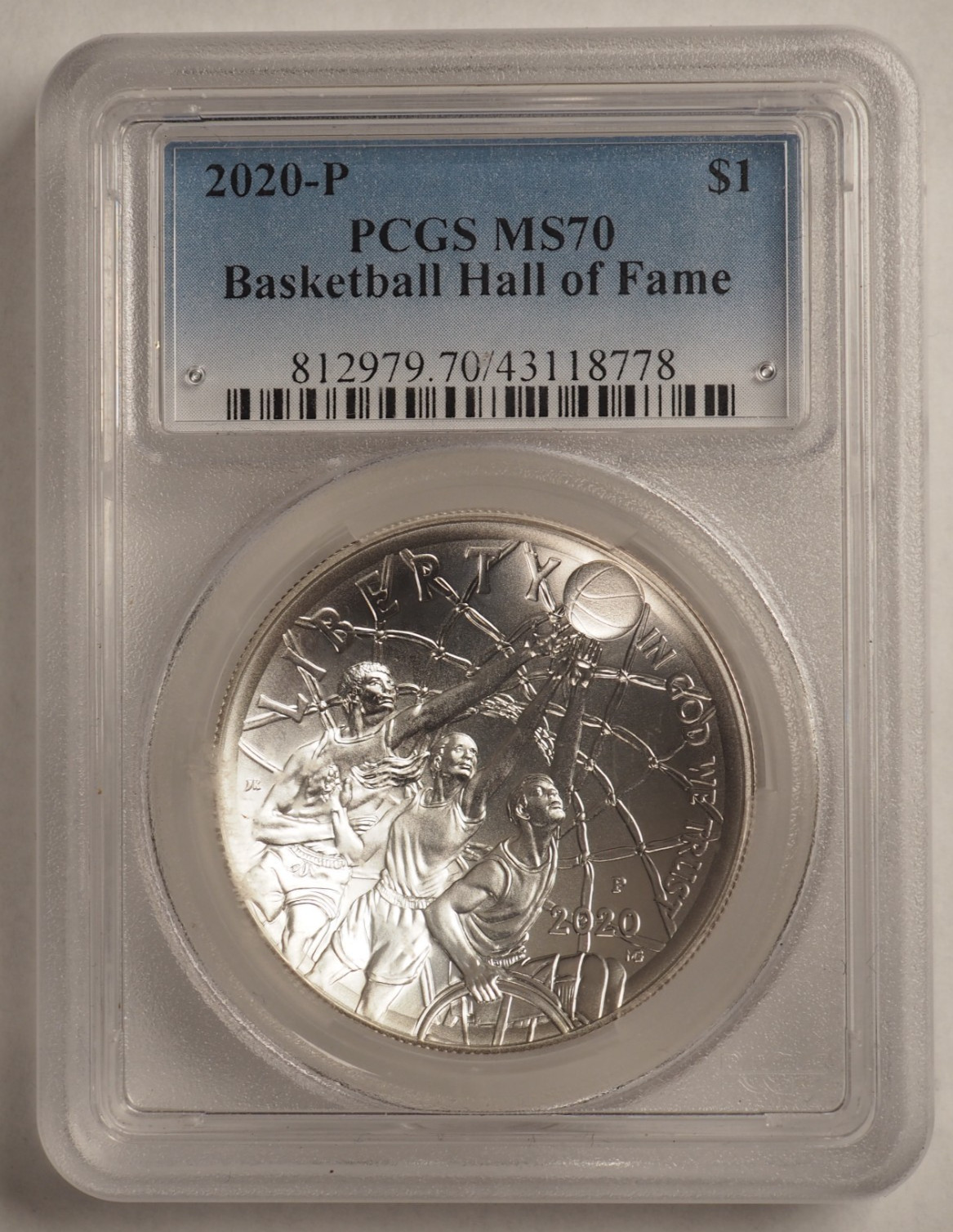 2020-P PCGS MS70 Basketball Hall Of Fame Silver Modern Commemorative Dollar