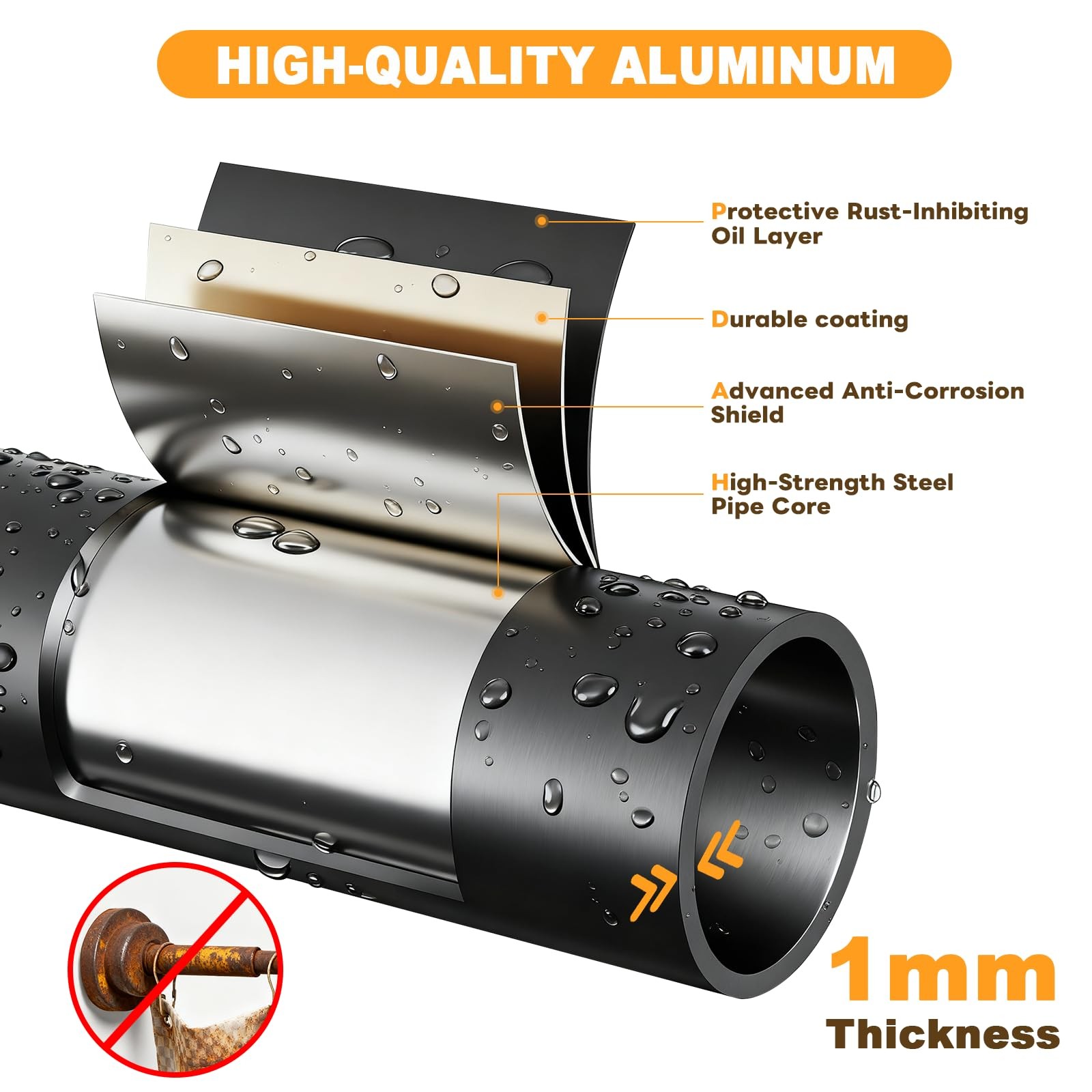 Abiglifty 36-75 Inches Curved Shower Curtain Rod, Adjustable Splicing Shower ...