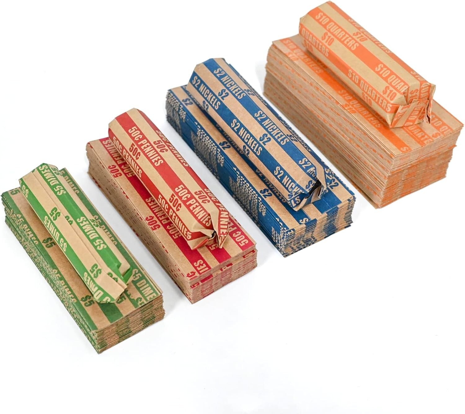 400 PCS Assorted Coin Roll Wrappers–100 Penny, 100 Nickel, 100 Dime, 100 Quarter