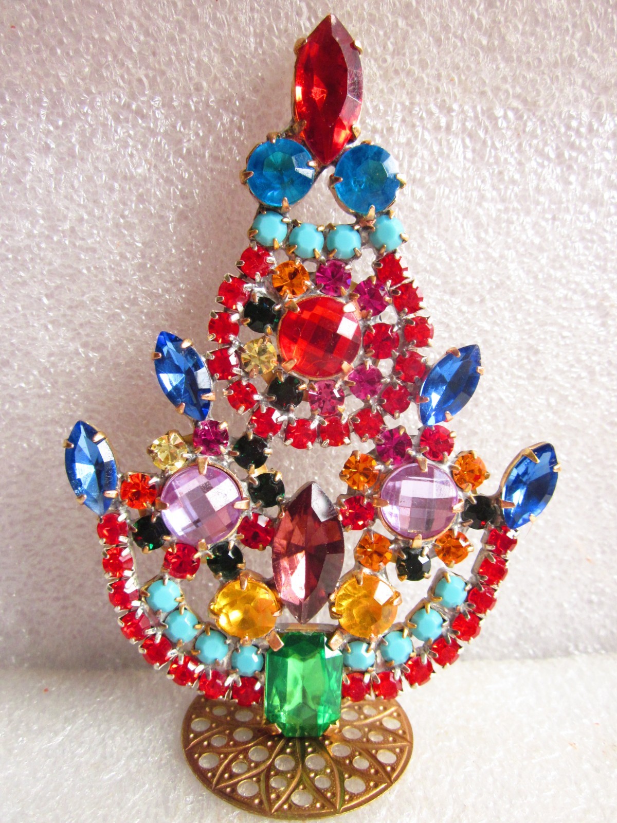 RHINESTONE BEAUTIFUL CZECH HANDMADE CHRISTMAS TREE DECORATION STANDING T989
