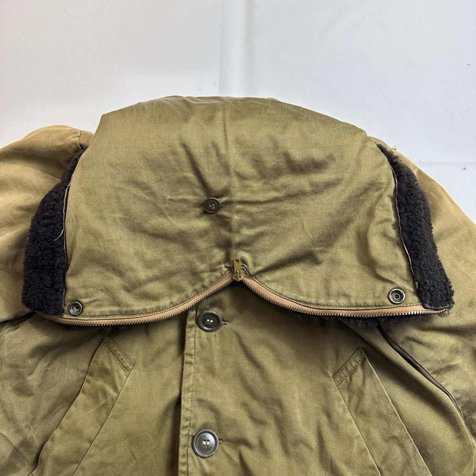 VTG WWII US Military B-9 Parka Cold Weather Jacket L Altered Distressed