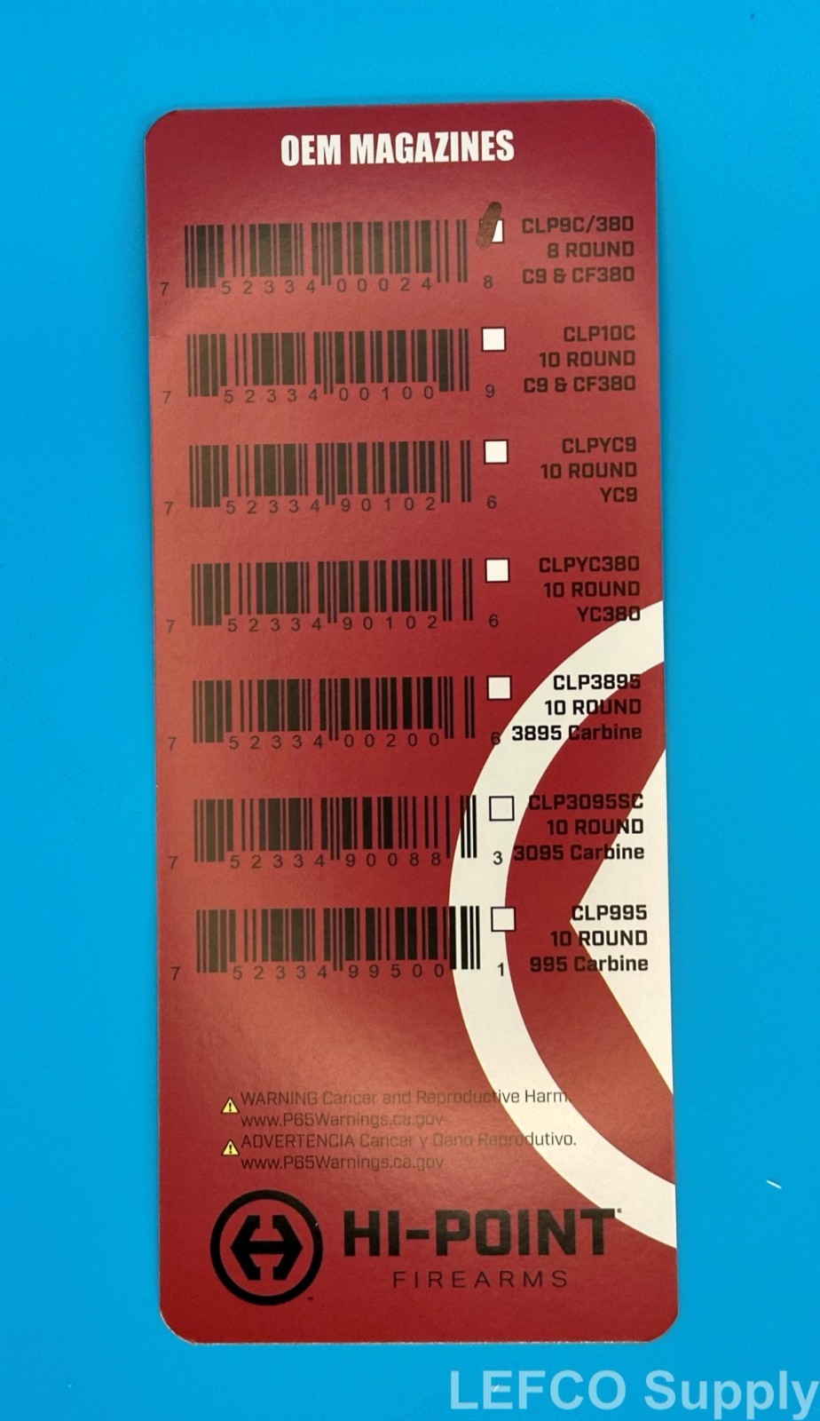 Hi-Point Magazine 8 Round RD 9mm Clip Mag CLP9C C9 CF380 OEM Clip Mag NEW