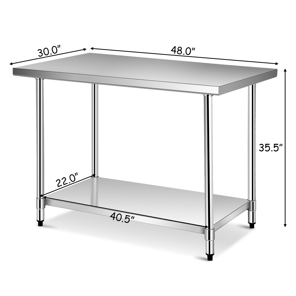 30" x 48" Stainless Steel Food Prep & Work Table Commercial Kitchen Table Silver