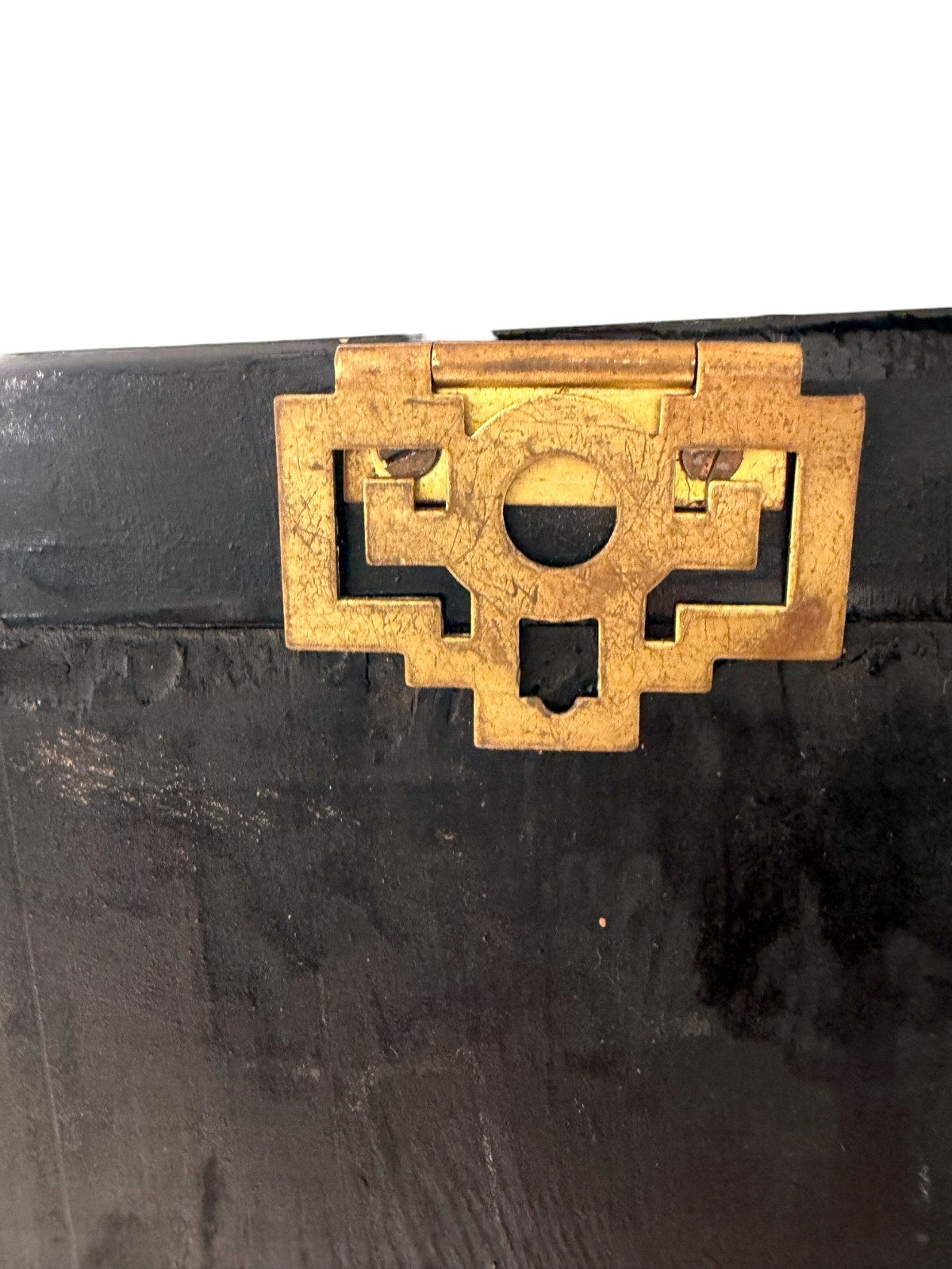 Vintage Chinese Black Lacquer Wall Panels 12x36 Mother of Pearl Inlay Set of 2