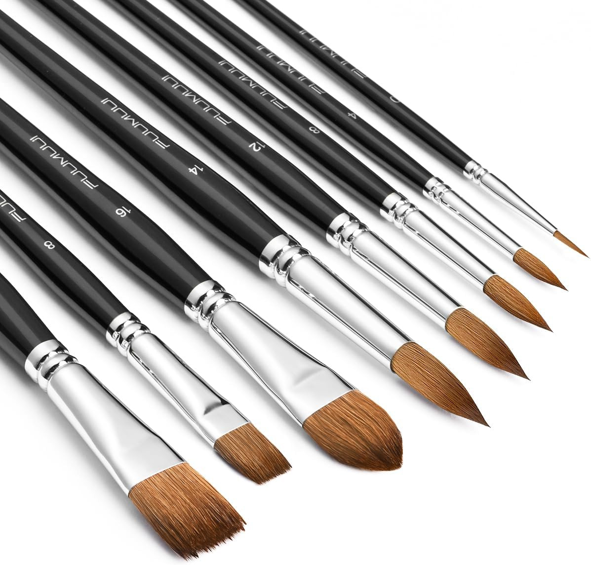 Watercolor Brushes Professional, Fuumuui 8Pcs Sable Paint Brush Set Variety