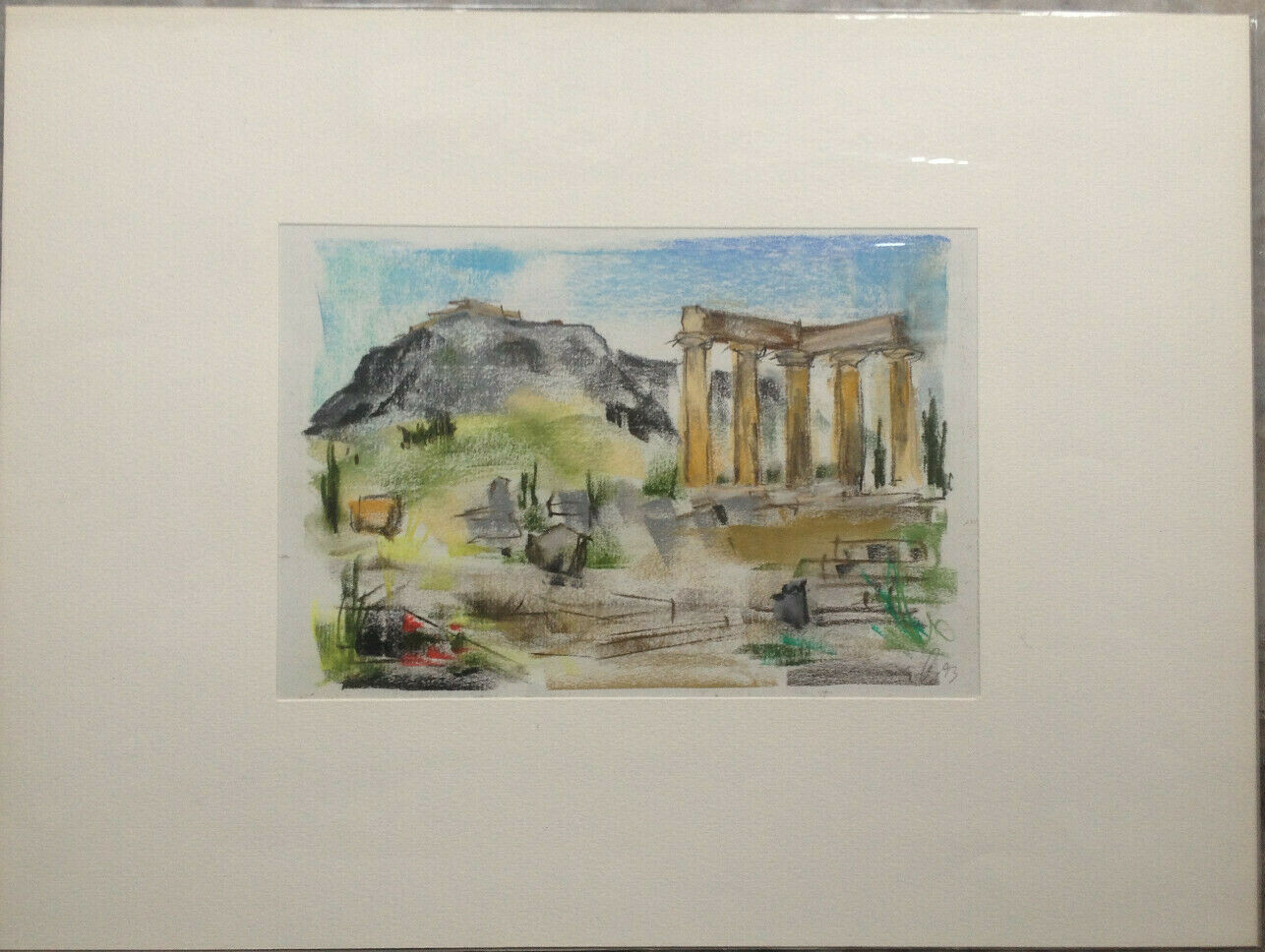 ::FRANZ EHMKE *1928 -2018 °GREECE ACROPOLIS AFTER CORFU COLUMNS SIGNED