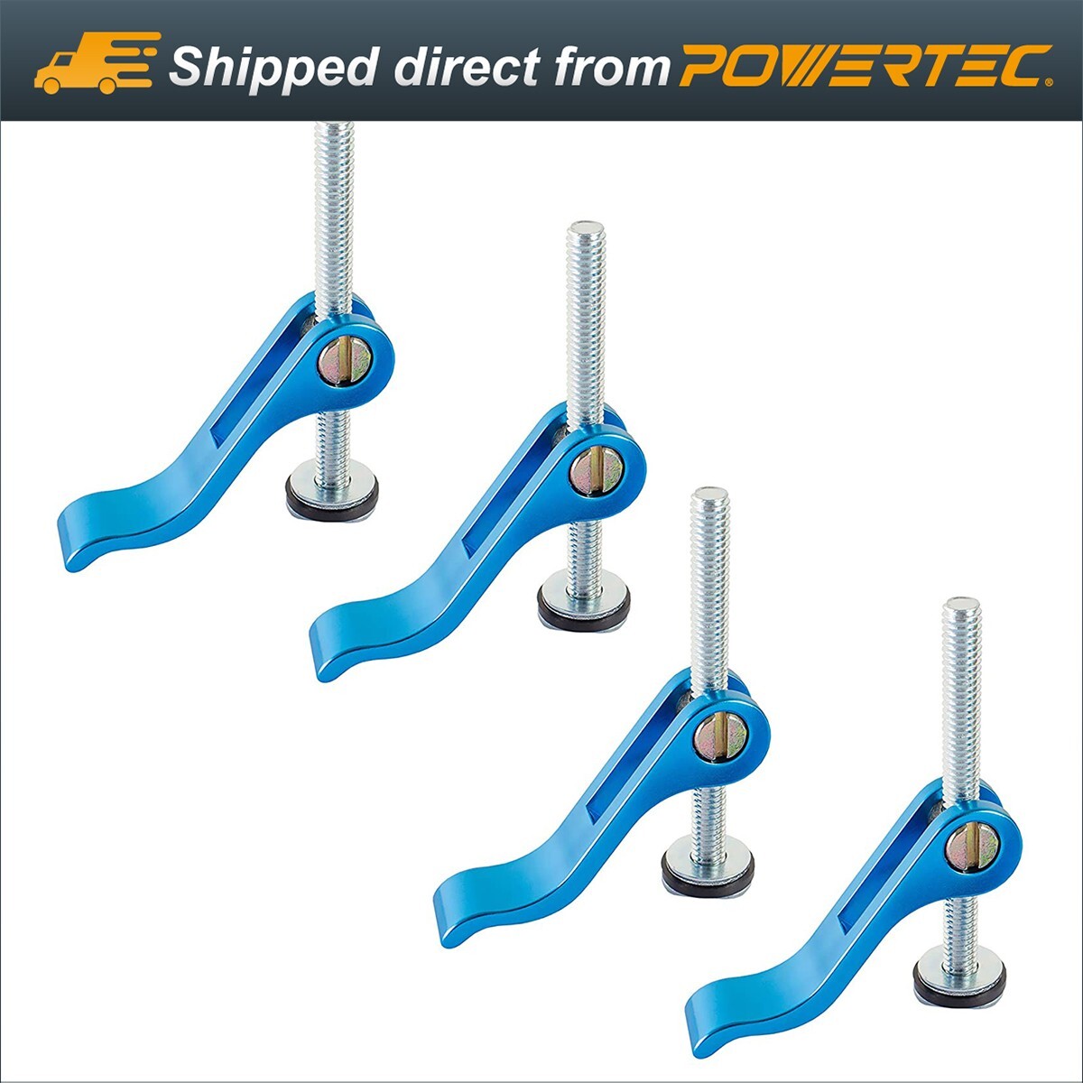 POWERTEC Aluminum Cam Clamp 5/16 inch -18 Threaded Insert - 4 PK (71502)