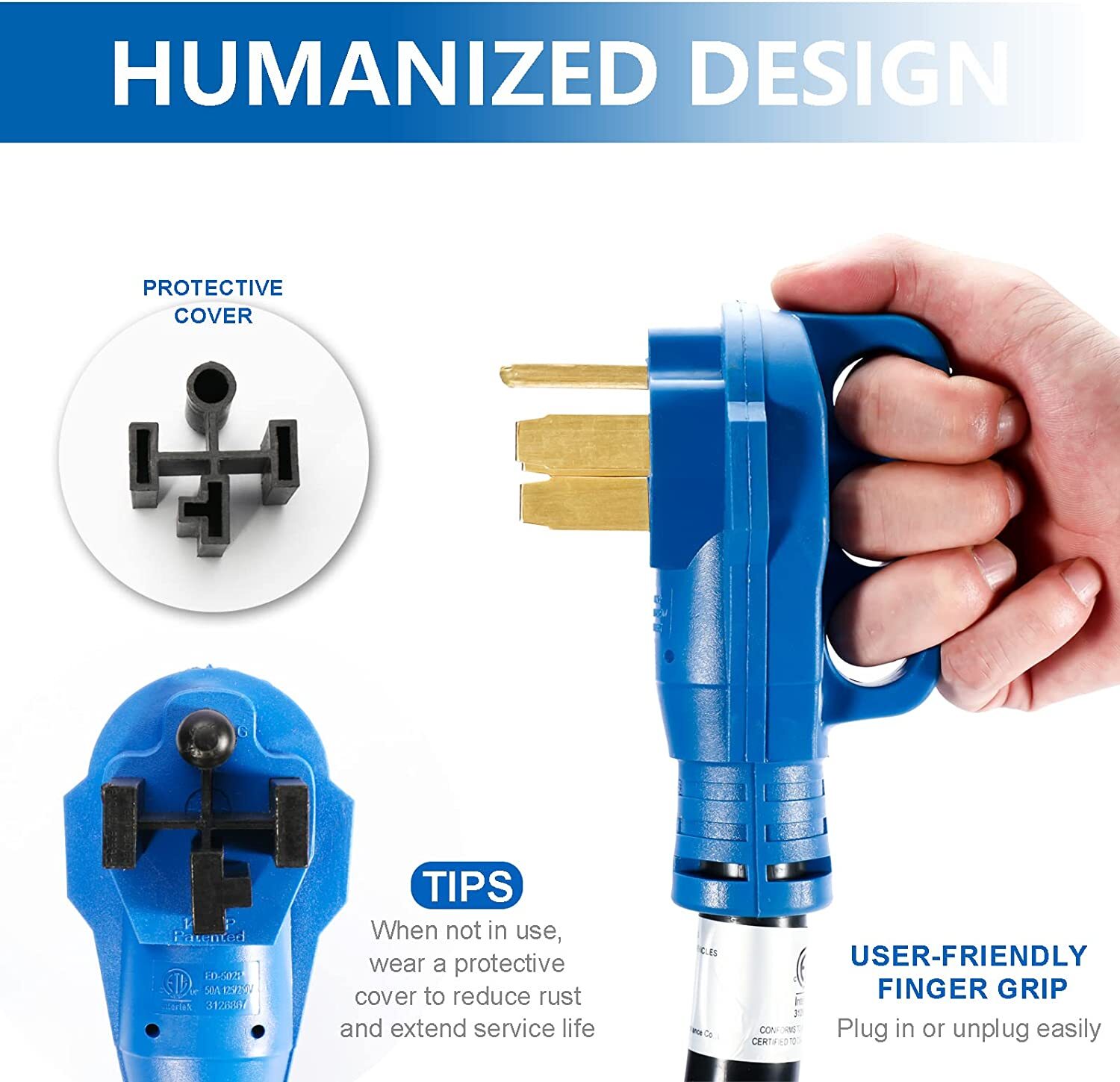 50 Amp 25FT Generator Power Cord and Waterproof Power Inlet Box 14-50P to CS6364