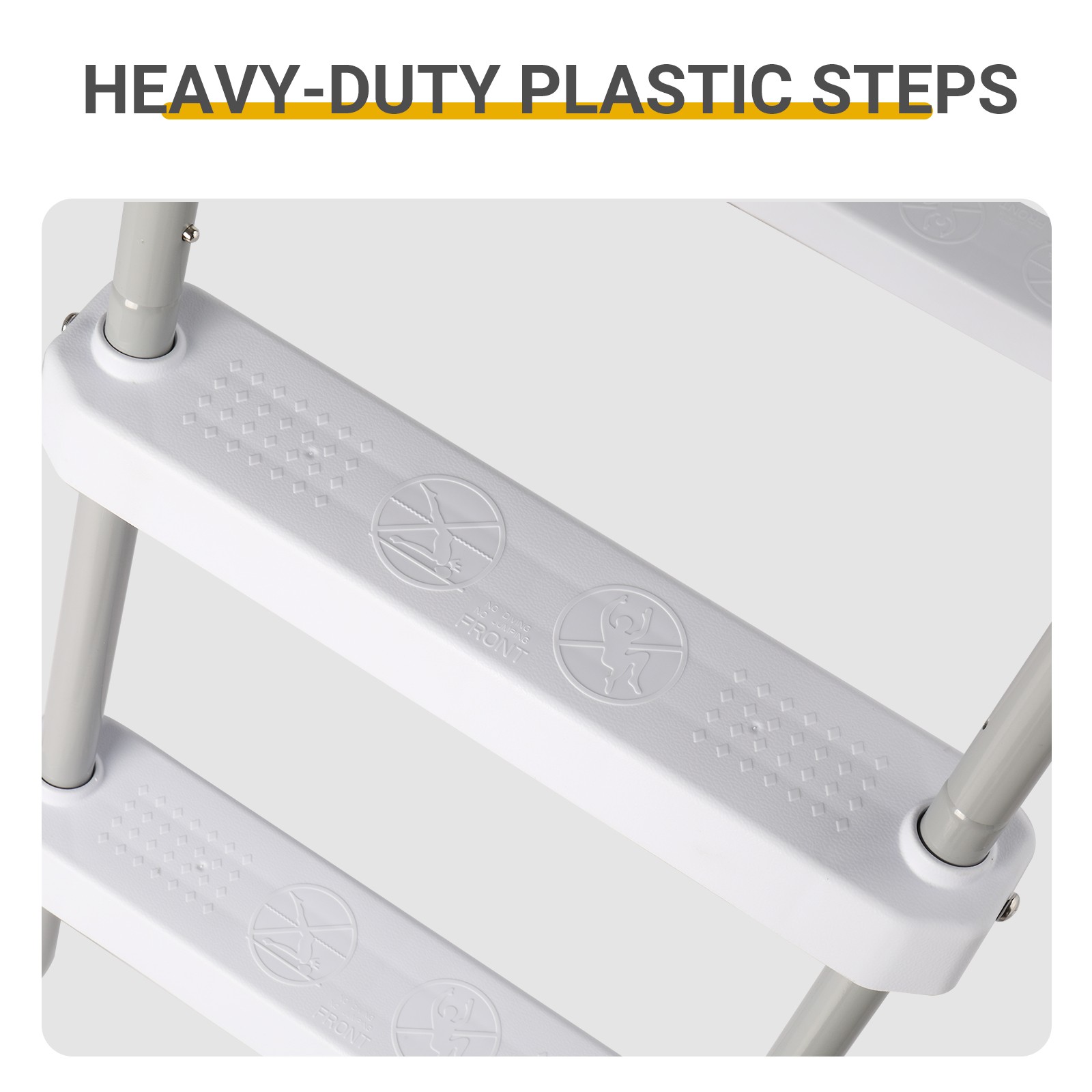 2 Steps 33in Pool Ladder Iron Grey Frame + White Steps