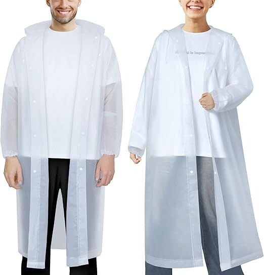 2 PACK EVA Rain Poncho, Reusable Rain Ponchos for Adults,Unisex Rain Coat w Hood