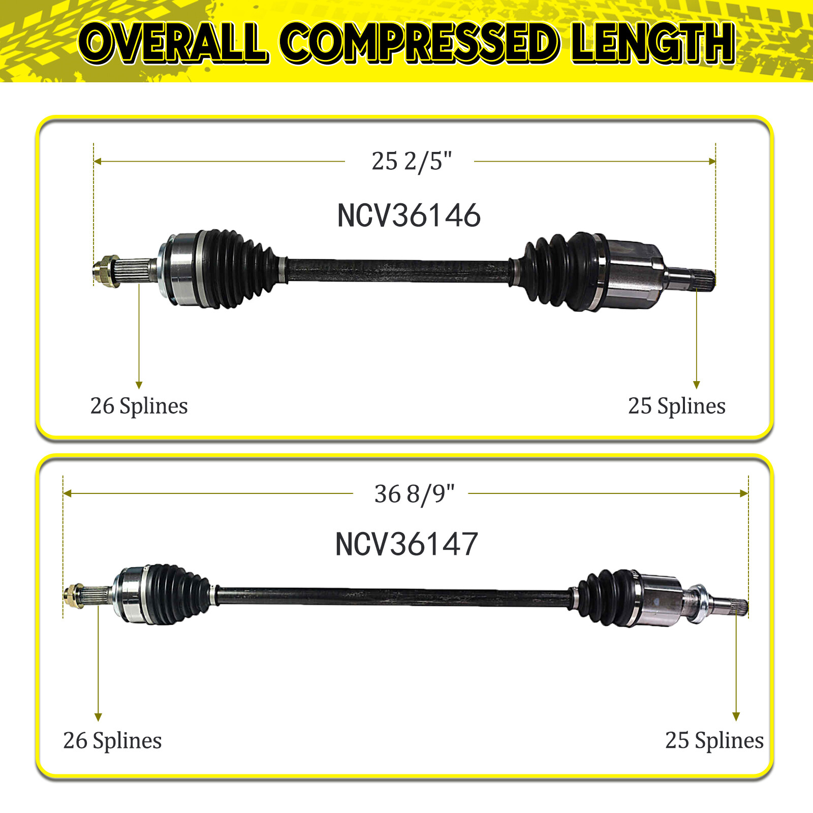 Front Pair CV Axle Joint Shaft Assembly for Honda Civic Auto CVT Trans 2016-2021