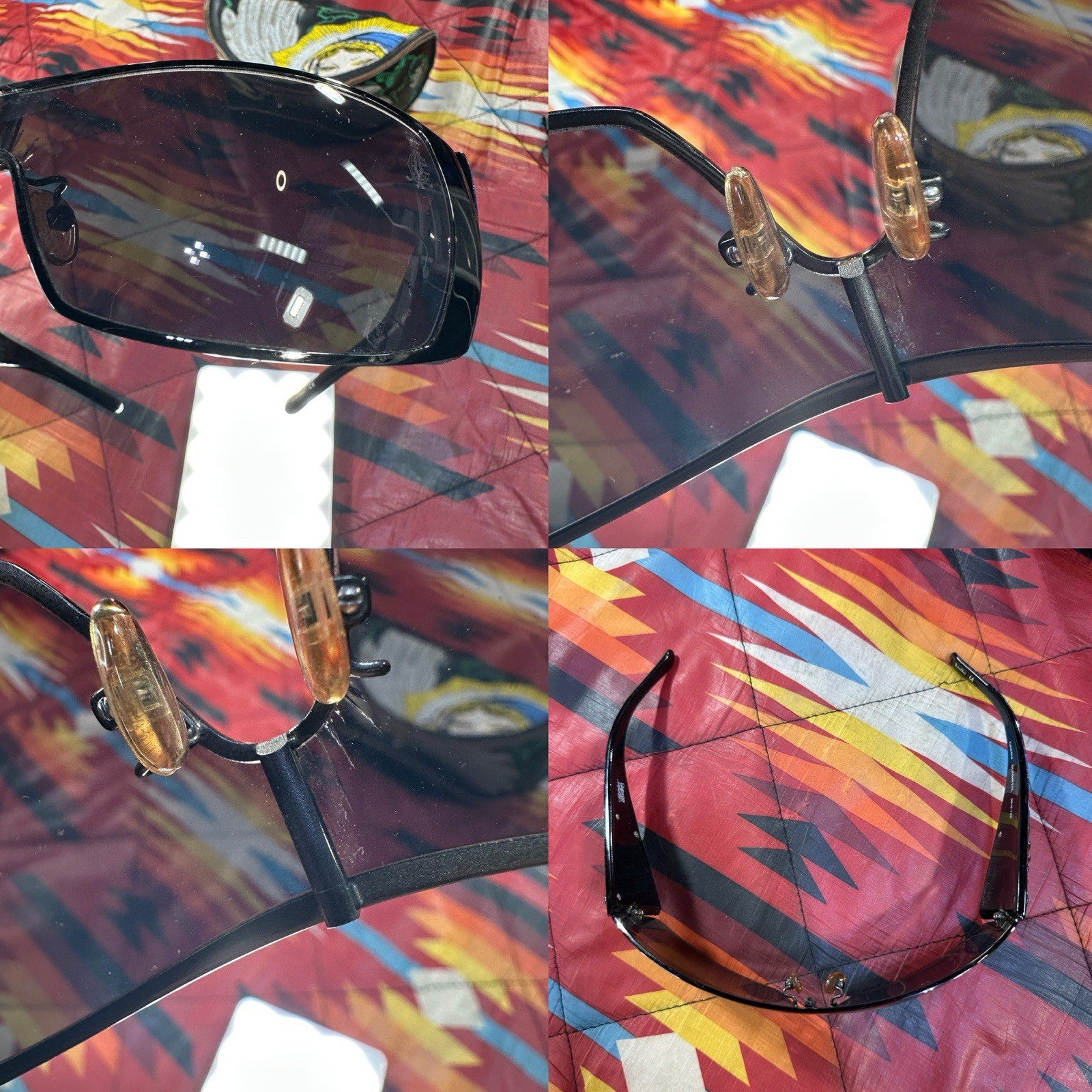 Christian Audigier CAS404 Gunmetal Virgen Mary Sunglasses Y2K RARE w/ Case