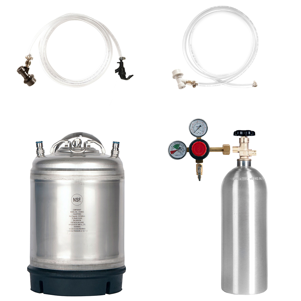 Keg Kit 2.5 Gal Ball Lock Keg 5 lb. CO2 Tank Regulator and Parts Homebrew Beer