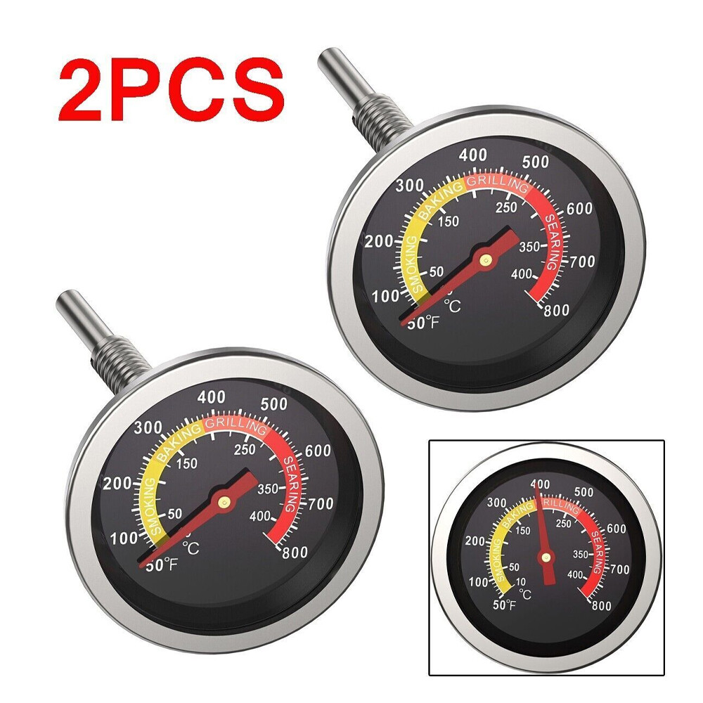 2Pcs Temperature Gauge Thermometer for Barbecue BBQ Grill Smoker Pit Thermostat
