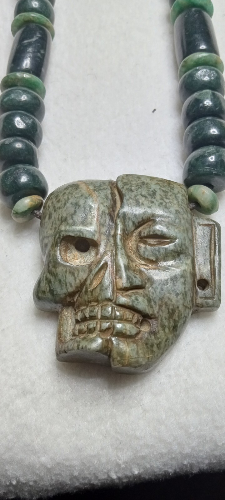 Aztec Modern Precolombian Life and Dead Mask Neckalce.