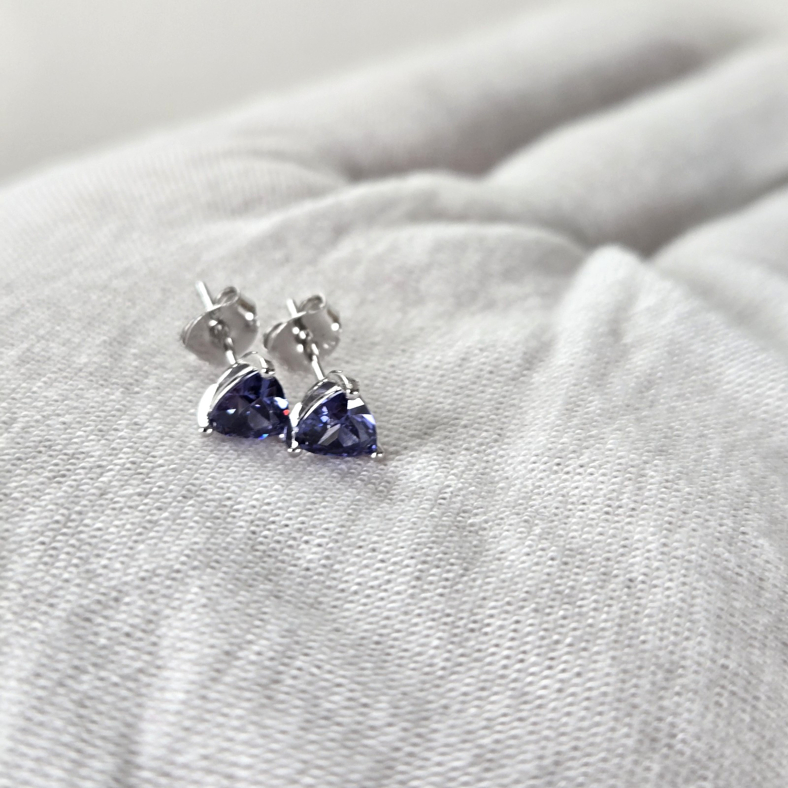 Tanzanite Stud Earrings 1.00 TCW Blue Trillion Cut 925 Sterling Silver Gift