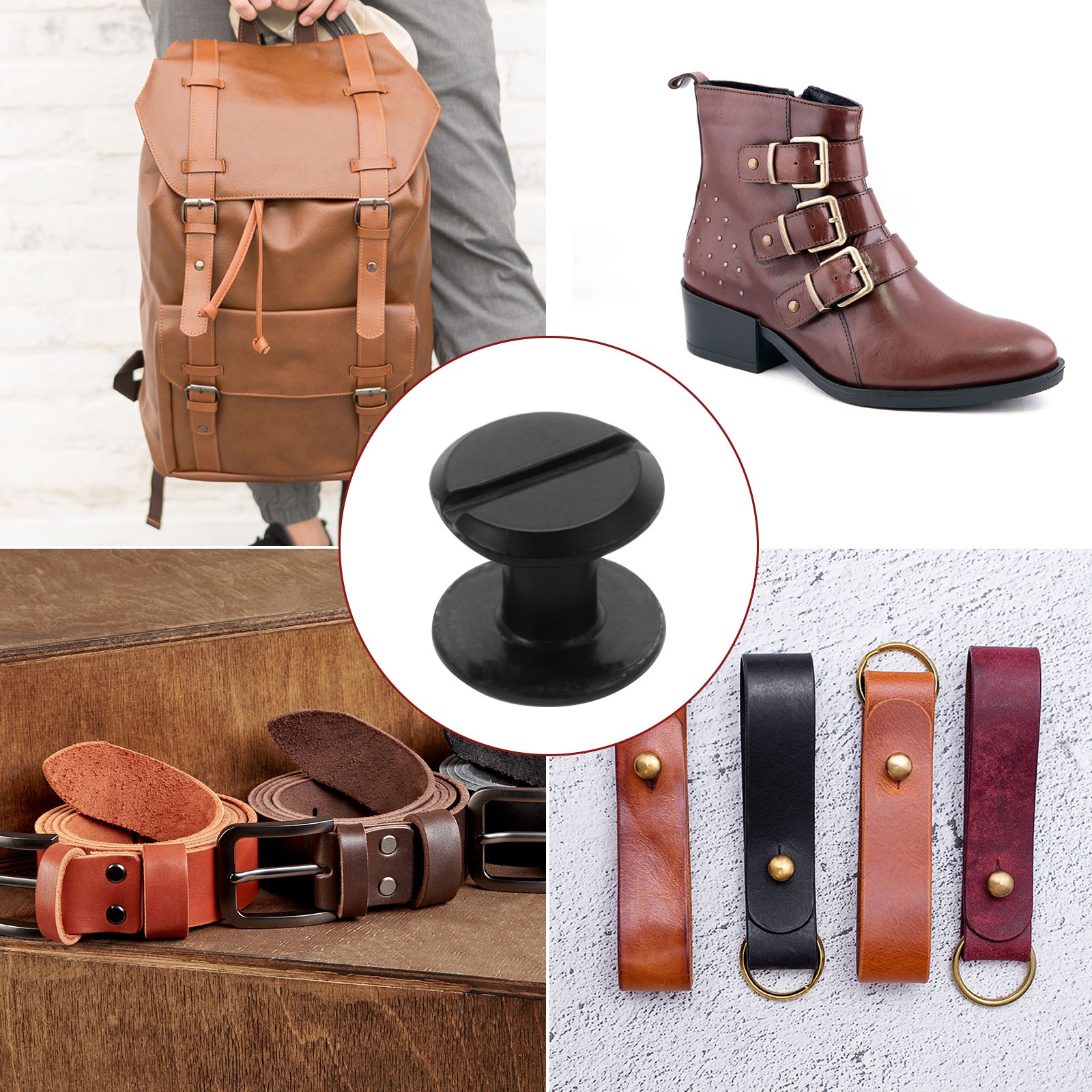 30PACK M4 x 6mm Chicago Screw Metal Stud Screw Rivets for Leather Black